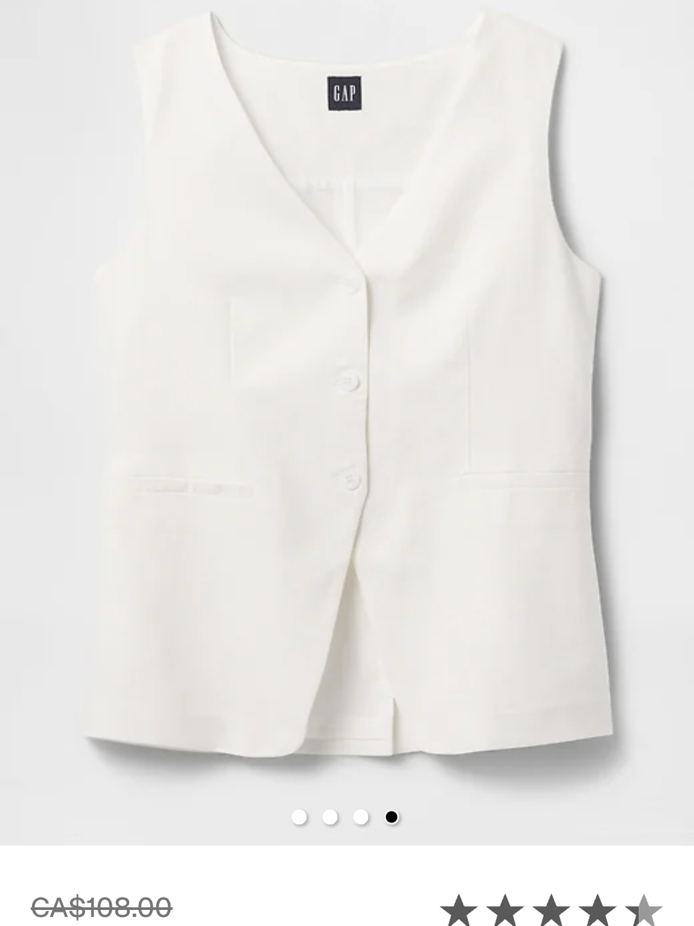 GAP White Linen-Blend Longline Vest